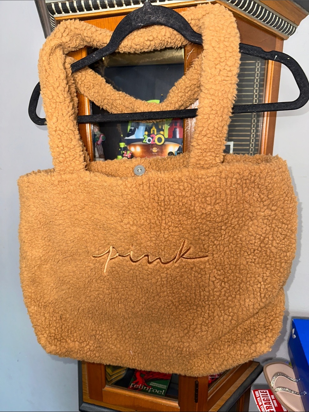 PINK Victoria's Secret Sherpa Tote in Camel Brown - Picture 4 of 5